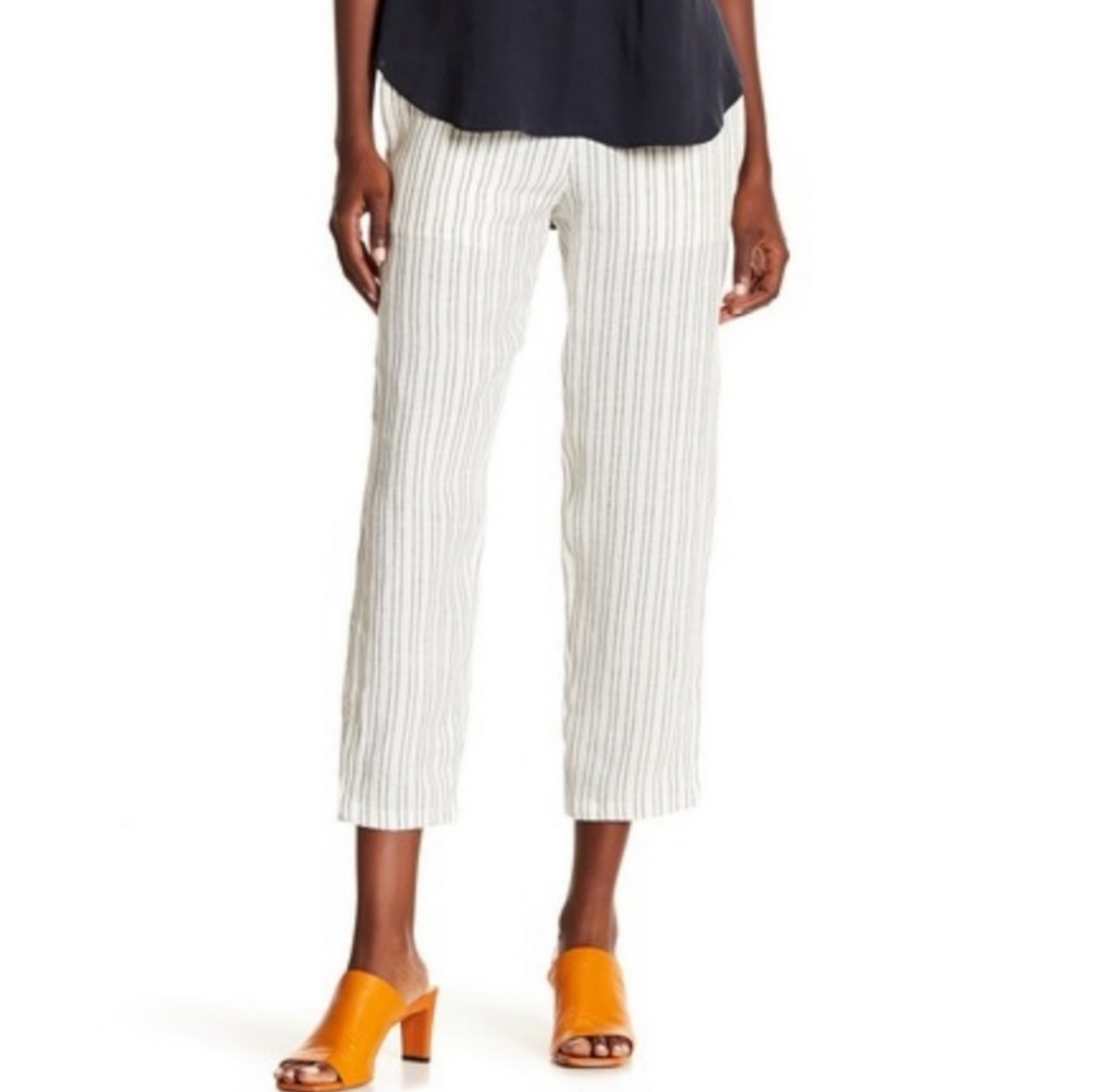 THEORY Thorina 100% Linen Striped Pants Size 8